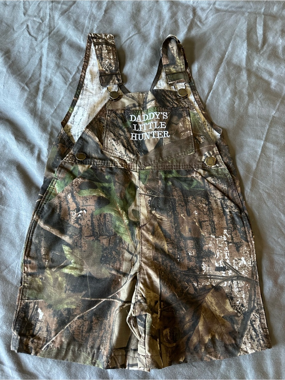 Realtree Camo 'Daddy's Little Hunter' Kids Overalls Green Brown Black